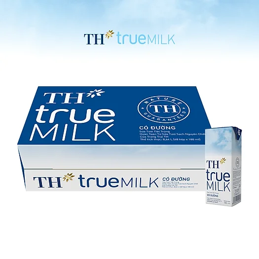 TH True Milk UHT Sweetened Fresh Milk 180ml Pure Sterilized High Quality Dairy Products Organic Whole Milk