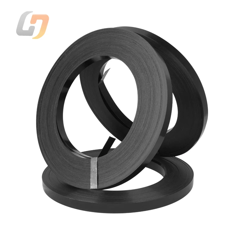 Professional favorable price black painted waxed  steel strap metal steel strip 0.5*19mm Steel strapping for Packing lumber