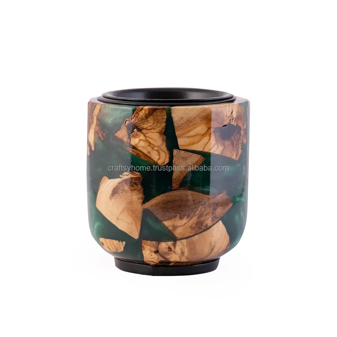 Hot Sale Sky Blue & Wood Resin Bakhoor Burner Mini Bukhoor Burner Wood For Wedding Gift Incense Burner Bakhoor by Craftsy Home