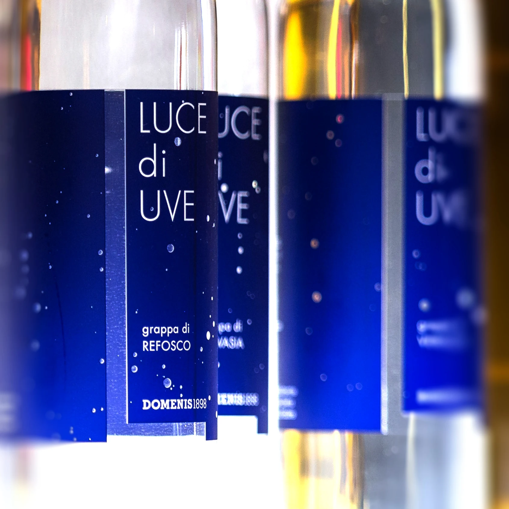 Premium Italian Grappa with moderate alcohol content Luce Di Uve Refosco in 50 cl glass bottle cased