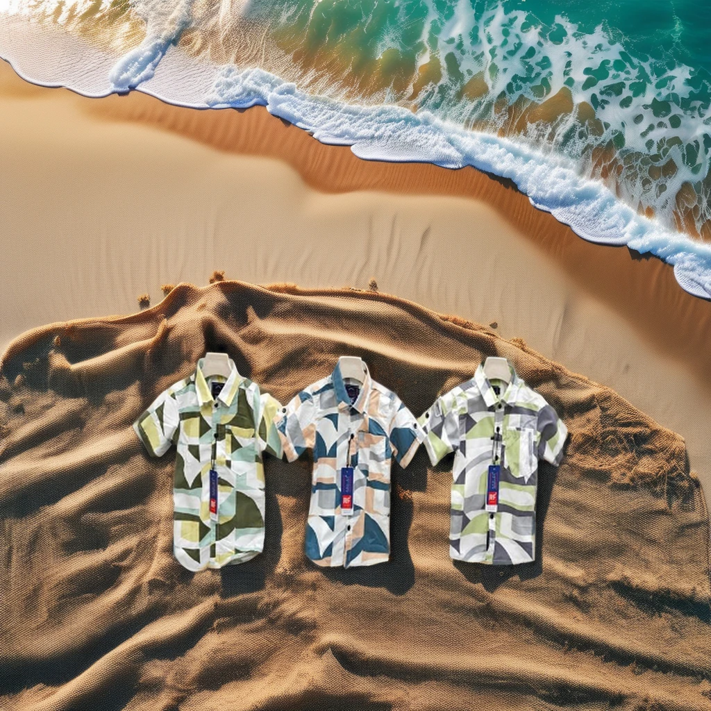 Custom Printed Summer Beach Shirt for Boys Toddlers Wholesale Short Sleeve Cotton Design Casual Fashion Style for Baby Age Group