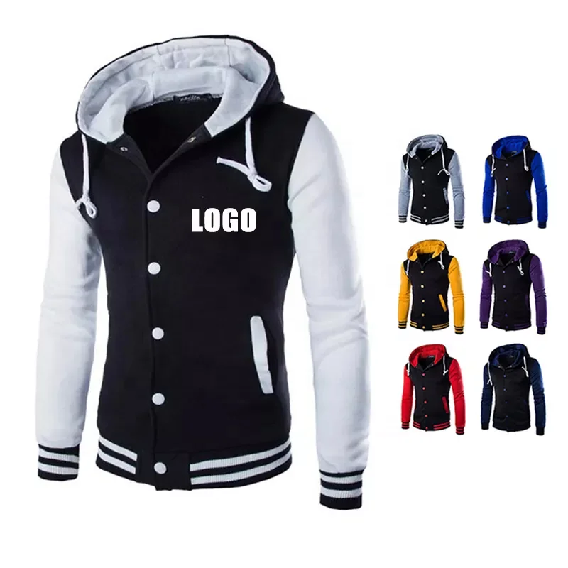 Versity Jacket Fully Customized Embroidery College Football Hooded Jacket Cotton and Leather Bomber ORM Jacket Wool Embroidery