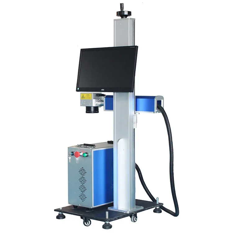 fiber laser marking machine for PVC plastic pipe and PE cable 20W 30W 50W flying fiber laser marking machine