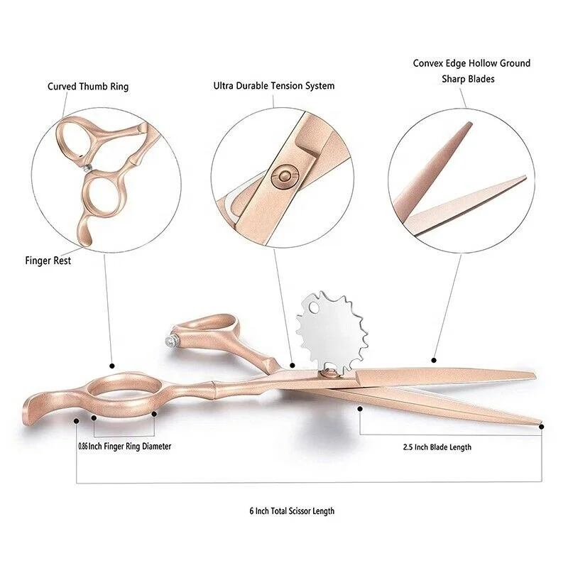 Профессиональные Парикмахерские ножницы для стрижки волос золотая ручка из нержавеющей стали с острым прямым тупым лезвием инструмент красоты