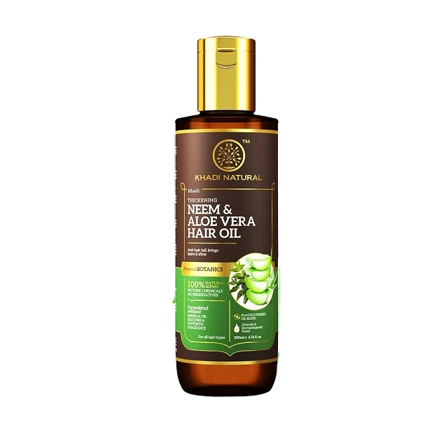 KHADI NATURAL NEEM & ALOEVERA WITH WHEAT GERM HAIR OIL - POWERED BOTANICS