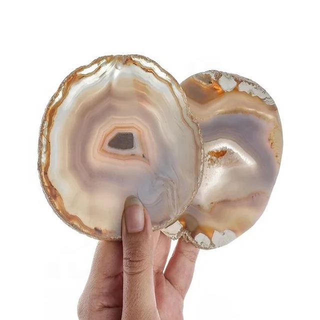 
Agate Slice Coaster and Silver Premium Quality Beautiful Natural Gemstone Feng Shui ORGONE EXPORT 3.5 - 4.5