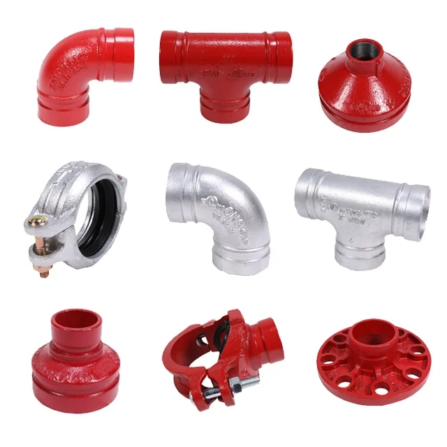 FM UL Fire Fighting Pipe Fittings Fire Protection System Ductile Iron Pipe Fittings Grooved Tee Elbow Coupling Reducer