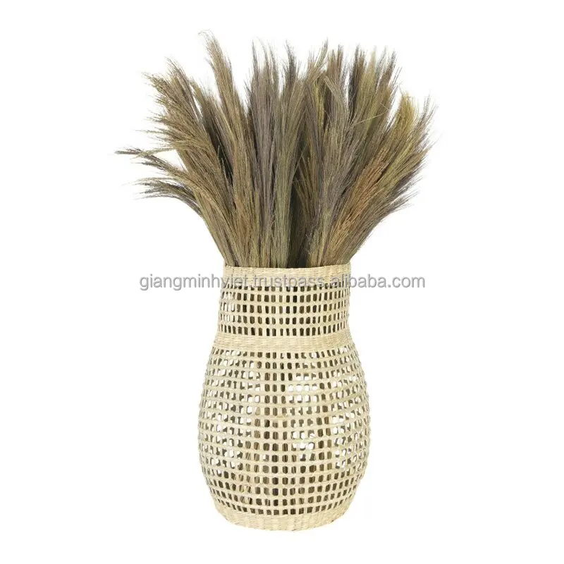 Natural handcrafted wicker woven bamboo seagrass vases Made in Vietnam