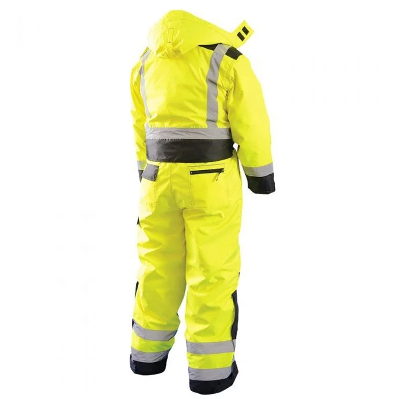Hi Vis Class 3 PU Coated Seam Sealed Insulated Safety Coverall High Visibility Winter Workwear