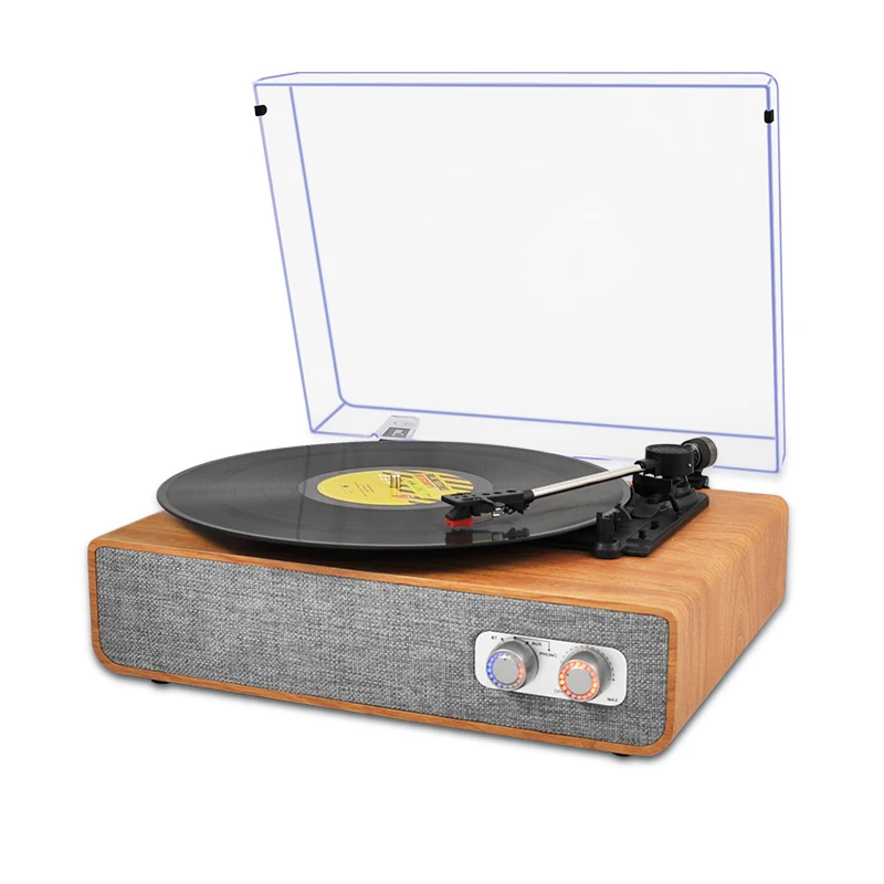 Wooden Cassette With Speakers Retro Turntable Player Bluetooth Vinyl Record Player