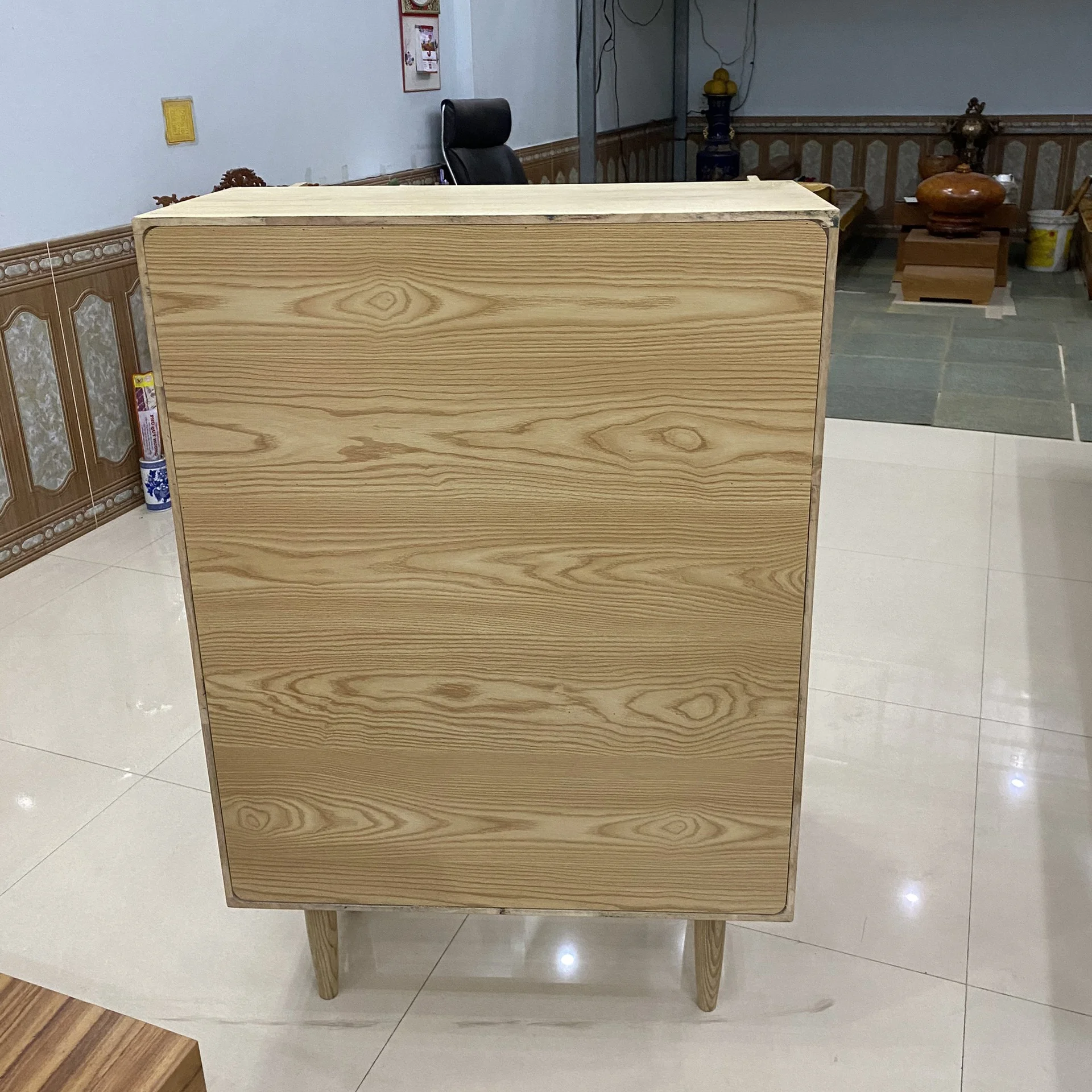 High end 2 door rattan front wooden cabinet made in Vietnam