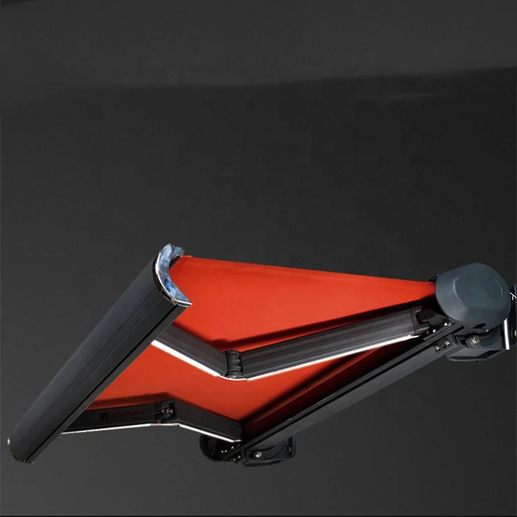 Fabric Awning Sun Protection Balcony Coffee Garage Awning Retractable Roof With Led Outdoor Motorized Roof Awning