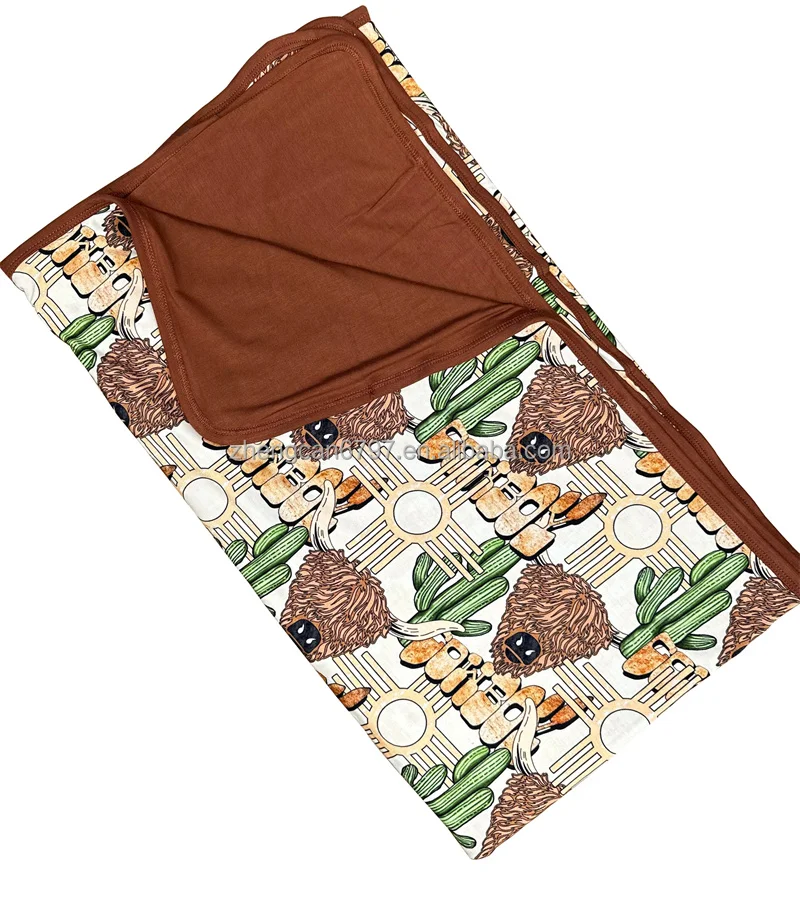 Customized Autumn Winter Children Blanket Bamboo Baby Blanket Western Style Cactus Print Polyester Warm Blanket
