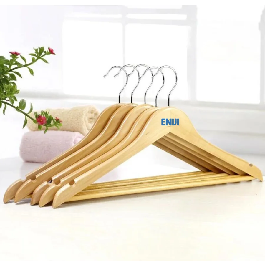 High Quality Low MOQ Natural Wooden Hangers Custom Logo Durable Wooden Hangers For Clothes From Vietnam