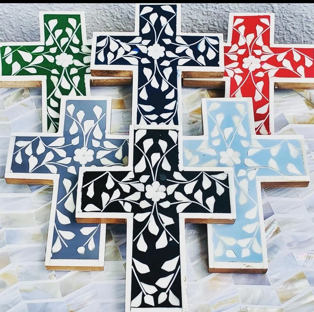 Новейший дизайн, на заказ, инкрустация в виде кости, крест на стену, подвесные изделия для домашнего декора