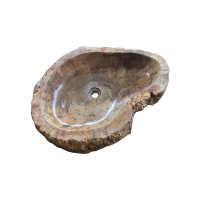 Stone Bathroom Sinks Bali Petrified Wood Sink - Natural Hand Wash Sink River Stone Stone Depot Custom Size Semi-pedestal
