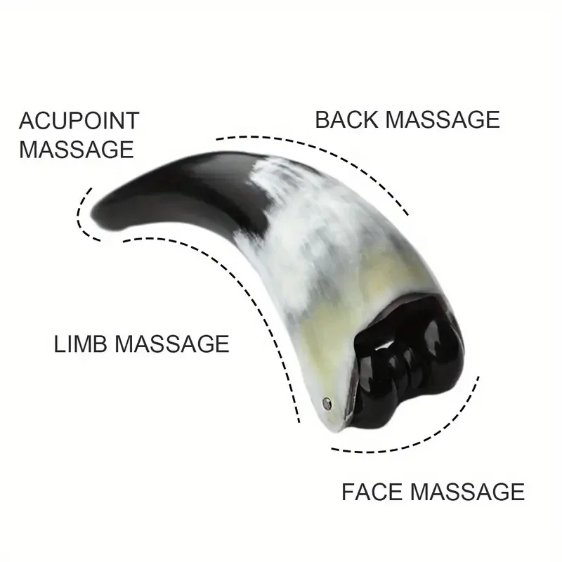 Handmade Natural Horn Roller Massager 2 Wheel Body Massage Relieve Stress Relax Fitness Exercise COw Horn Massage Roller Stick