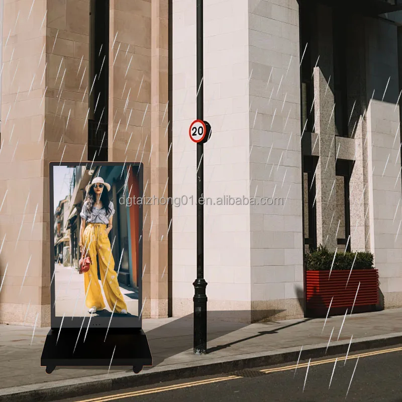 Waterproof 43-Inch Double Sided Outdoor Advertising Screen Battery Operated Touch Digital Signage Retail Store Floor Movable