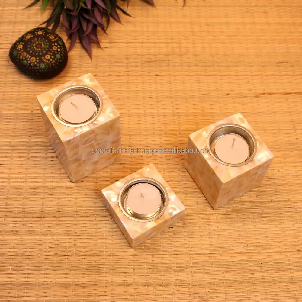 High Quality Handmade Mother of Pearl Candle Holder Indian Manufacturer Tea Light Decoration for Export