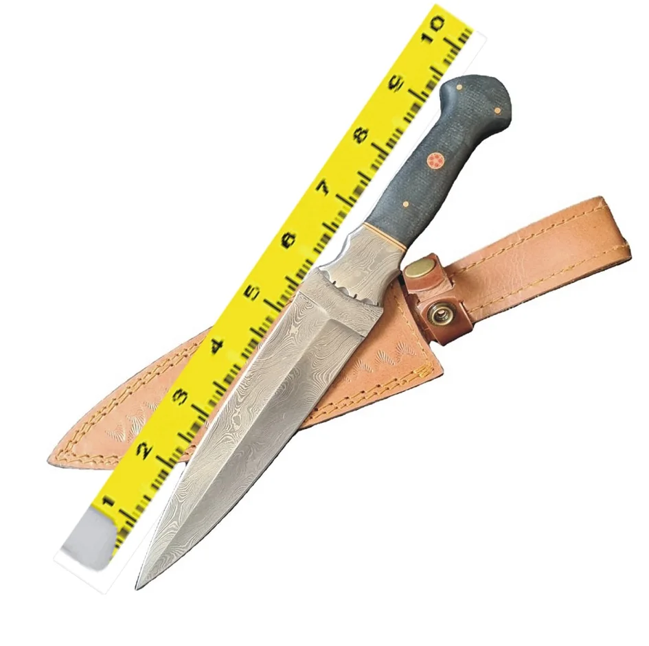 Hunting Knife DAMASCUS Custom MADE Hook Fixed Blade Knives Industrial MHINDUSTRY MH-0988 Non-changeable 5mm PK