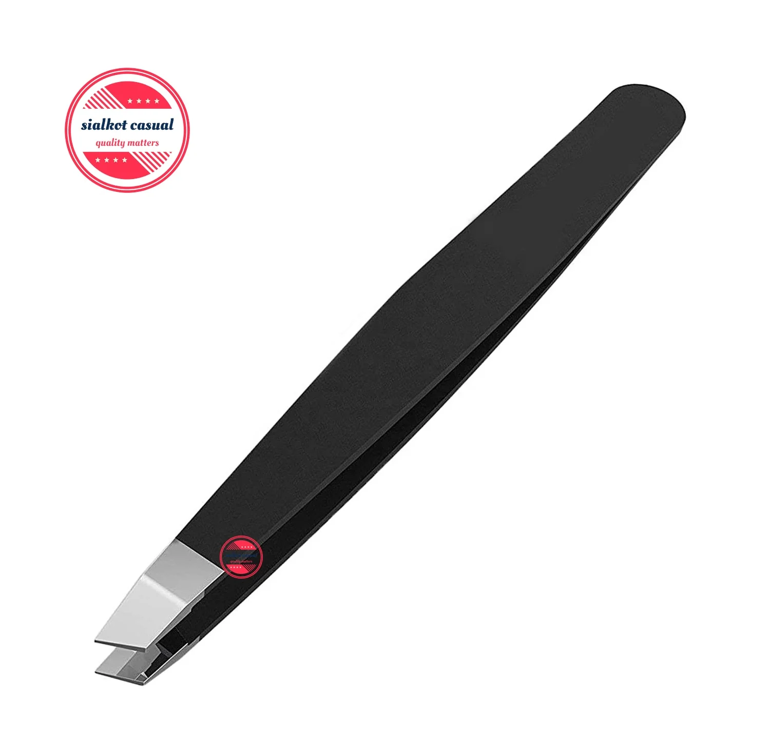 2 Piece Set Black Hair Tweezers Point+Slant Ingrown Hair Removal - Blackhead and Splinter Tweezer with Sharp  Needle Nose Point