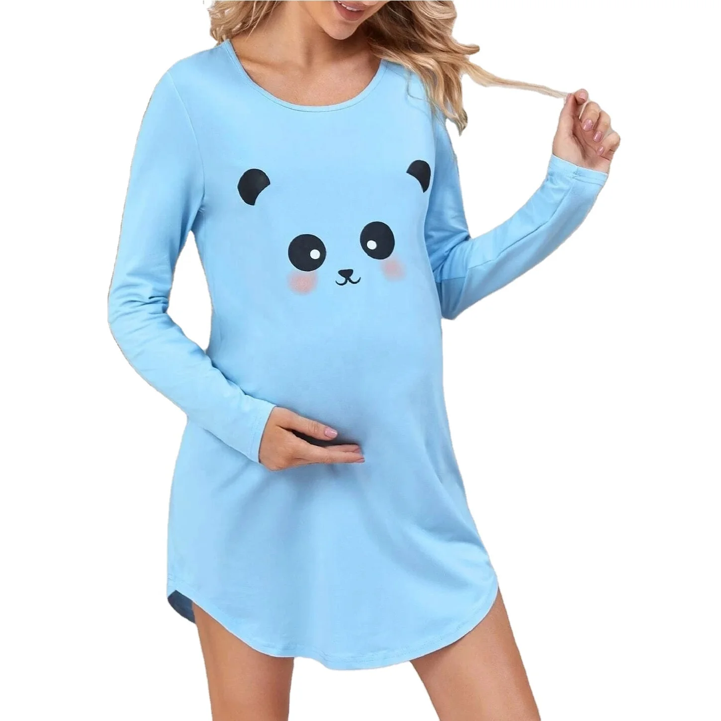 Cotton slogan printed maternity sleep shirt women summer nightgown nightwear clothing  sleepwear casual wear pregnant ladies