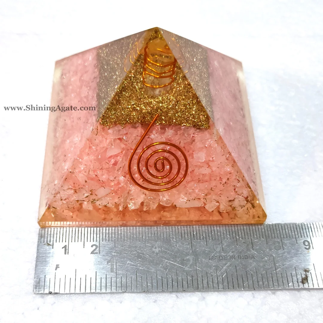 Rose Quartz Healing Orgone Pyramid Wholesale Crystal Reiki Healing Pyramid Orgonite Pyramid for Meditation