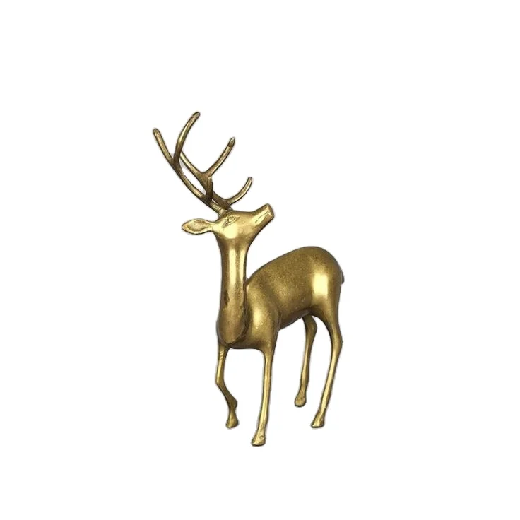 Set of 2 Metal Sculpture Art Animal Sculptures Interior Table Decor Animal Deer Luxury Golden for Decoration Homes and Garden