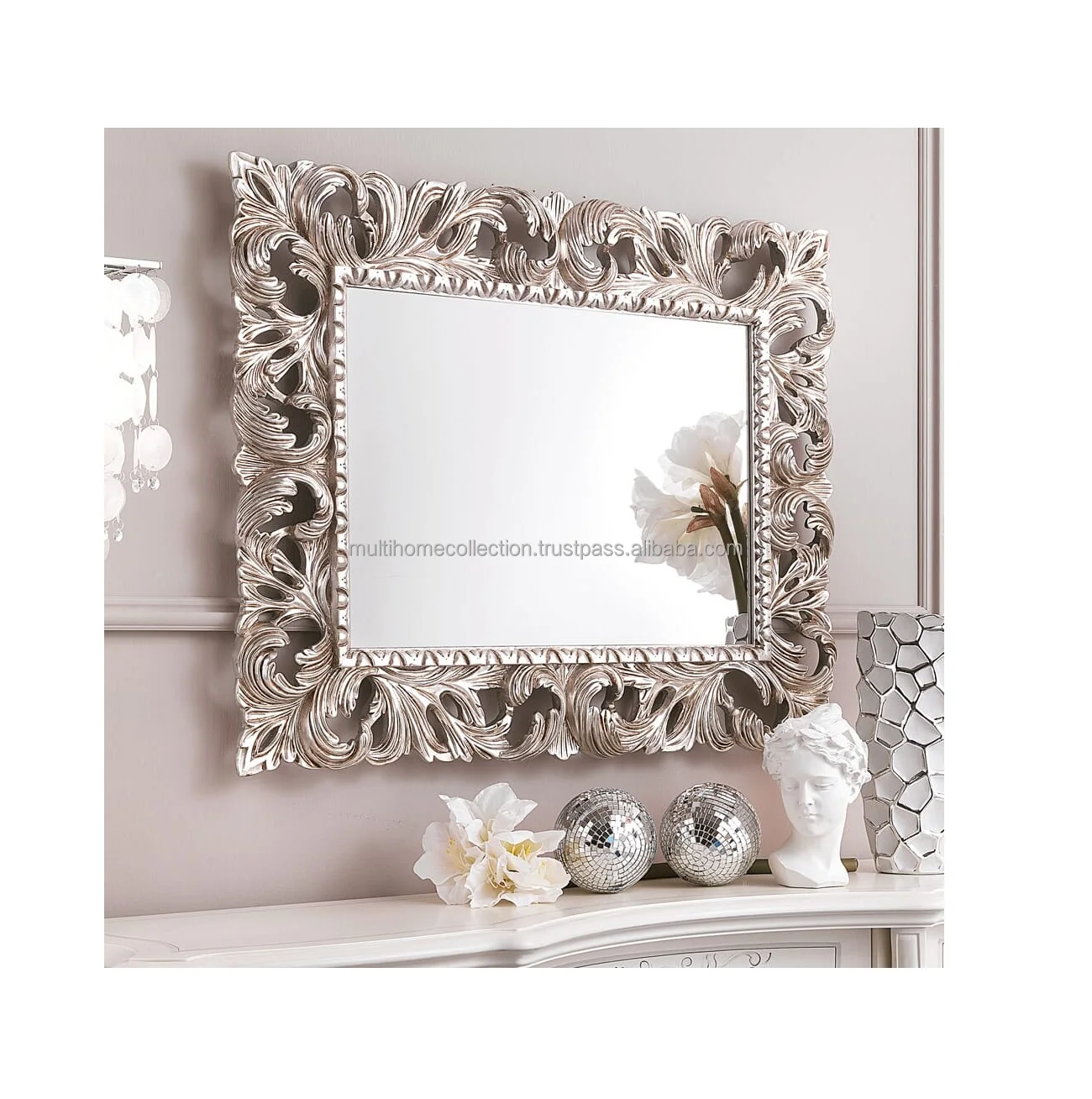 Large Frame Design Metal Wall Mirror Indoor Home Decor Living Room Wall Decor Painted Finishing Design Wall Mirror