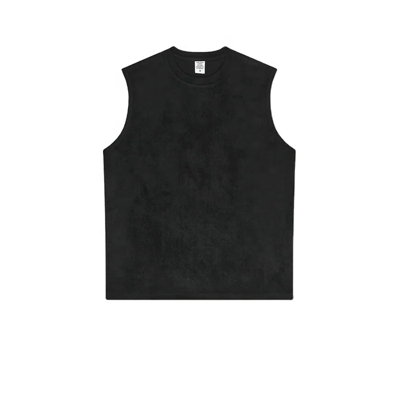 Custom High Streetwear Sleeveless Tee distressed sleeveless t shirt Vintage  acid wash sleeveless t shirt thick collar t shirt