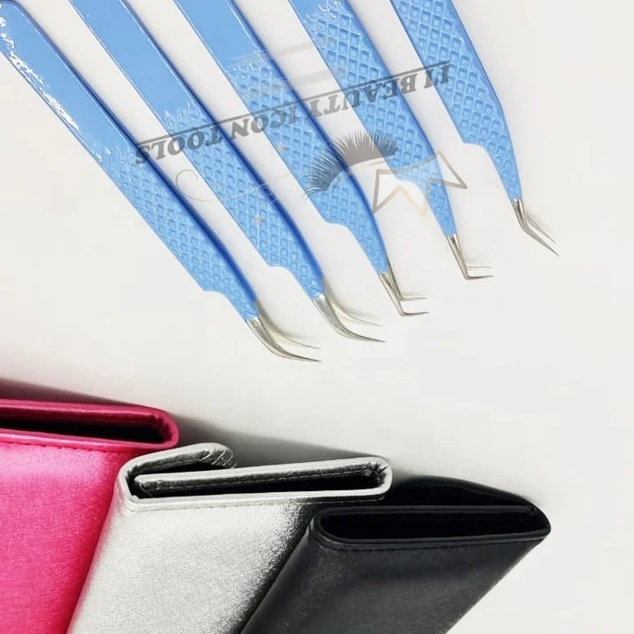 Eyelash Tweezers for Lashes Extension Custom Logo Light Weight Stainless Steel Diamond Grip Hot Selling Product In Market