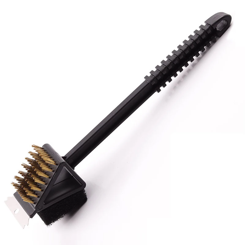 3 in 1 BBQ Grill Brush, Scraper and Sponge with Long Handle Barbecue Accessories