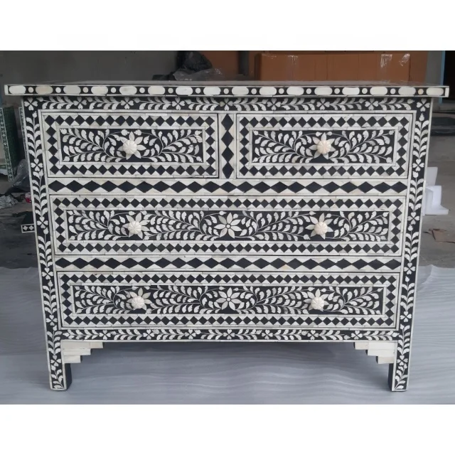 Indian Horn & Bone Inlay Chest of Drawer