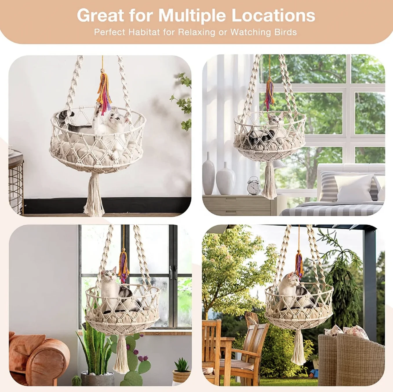 Macrame Hammock Cat Bed Cat Sofa Cushion Cat Accessories Soft Bed for Your Pets