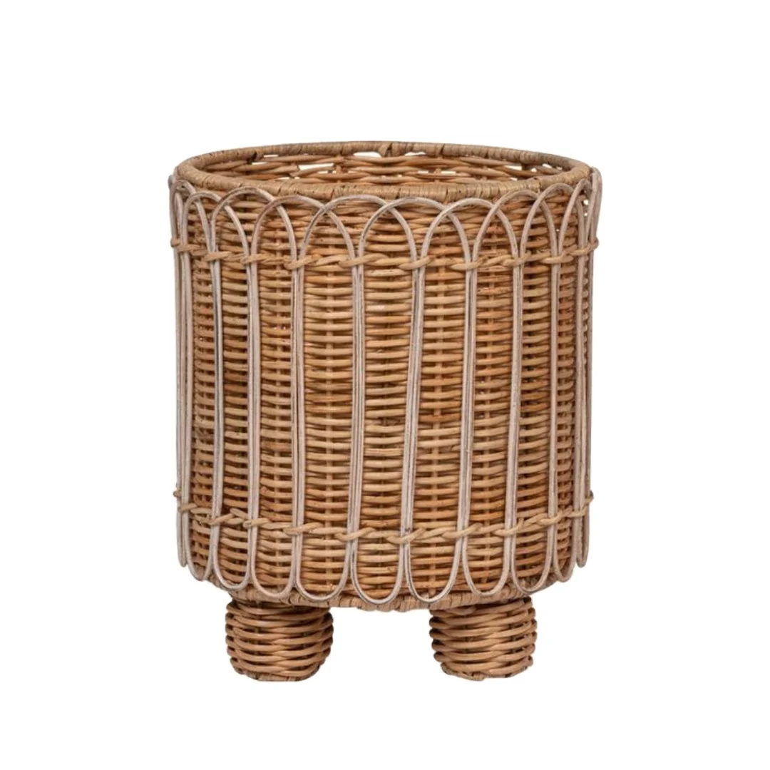 Rattan plant pot holder handmade natural rattan basket planters for interior home indoor garden decorations Made in Vietnam