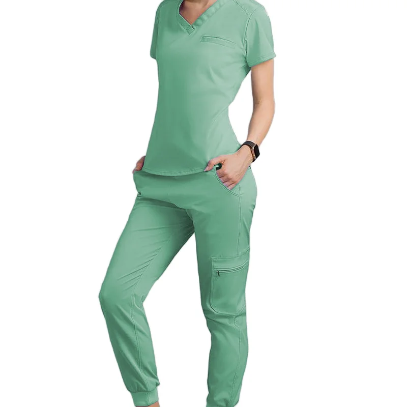 Lab Medical Nurse Uniform Sexy Ropa de Enfermera Tela Para Uniformes Hospital Scrubs Uniforms