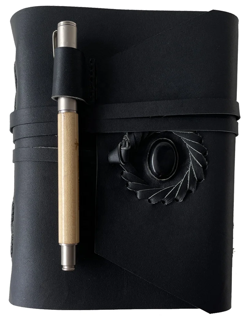 Leather Journal Notebook 5x7 Inches Handmade Stone Tan Wrap Leather C Lock Vintage Design With Pen Holder Journals For Men Women
