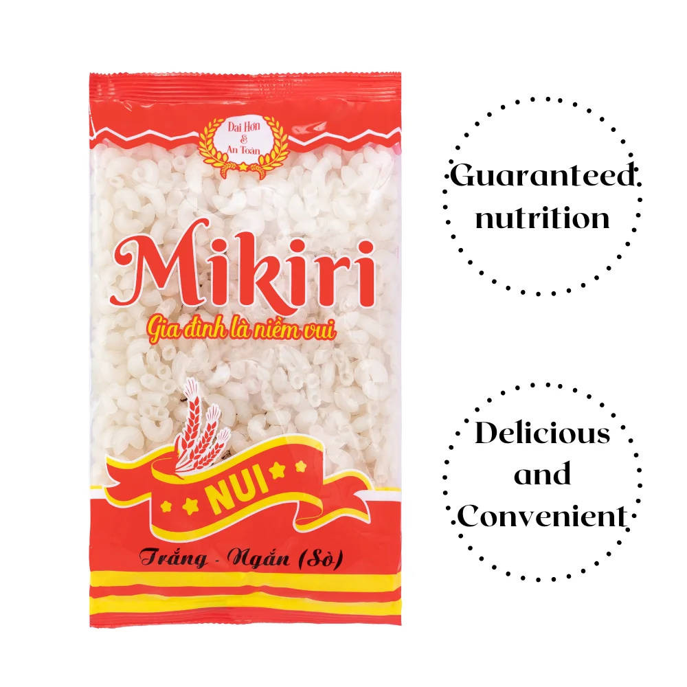 Short White Macaroni/ Pasta/ Spaghetti Mikiri 400 gram x 24 bags From Viet Nam  100% Natural And Health Food Hight Quality