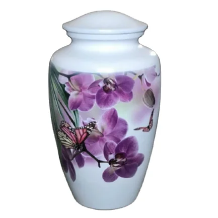 Лучший оптовый продавец алюминиевых больших классических урн для кремации ручной работы с красивыми урнами с цветочным принтом для золы взрослых