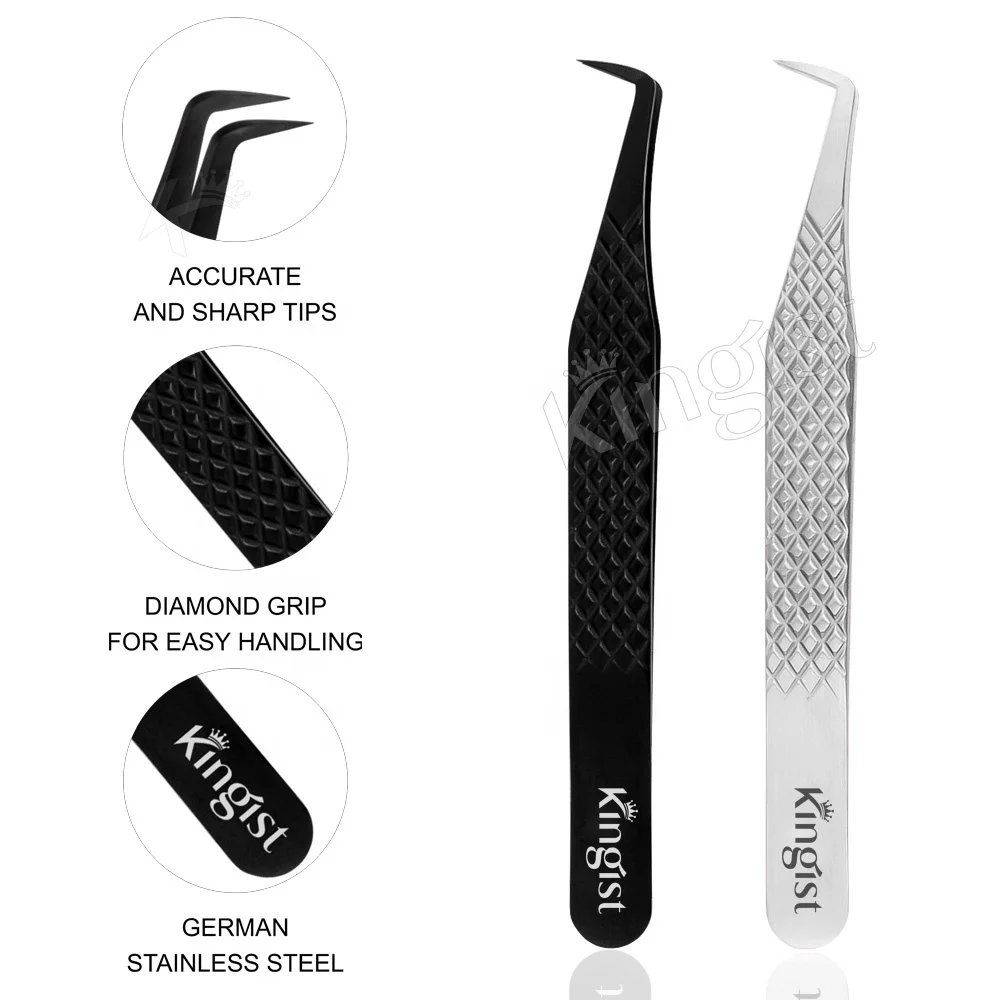 Bulk Private Label Lash Extensions Tweezers Custom Logo Accessories Tool Eyelash Tweezers Rose Gold Diamond Grip Tweezers