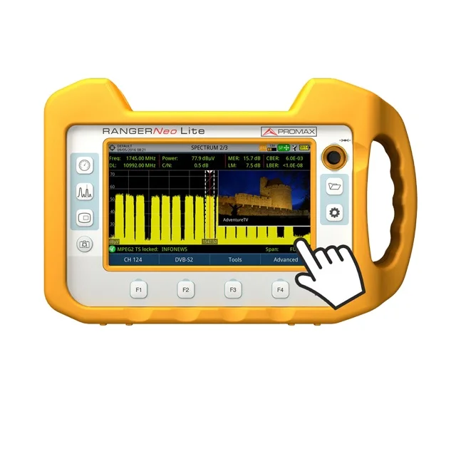 Touch screen TV spectrum analyzer field strength meter DVBT2 DVBC2 DVBS2 DSS WiFi wbLNB ISDBT satellite terrestrial cable