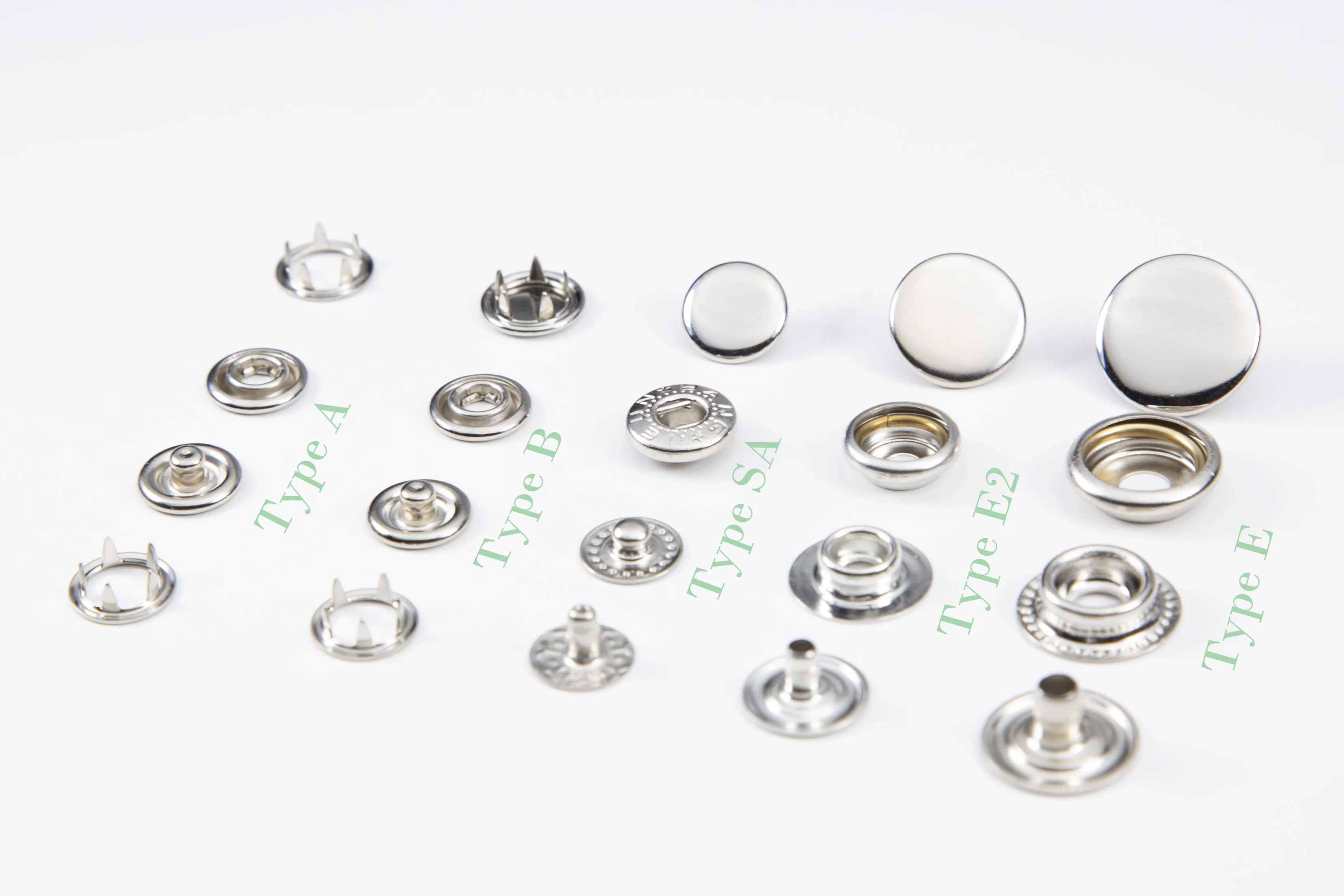 Pure Brass 9.5 mm white paint snap prong button 4 parts white paint