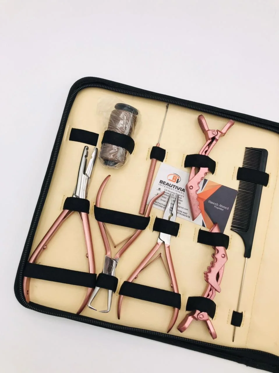 Metallic Color Microlink Hair Extension Tools with Silicone Beads & Nylon Threads Professional Hair Extension Pliers