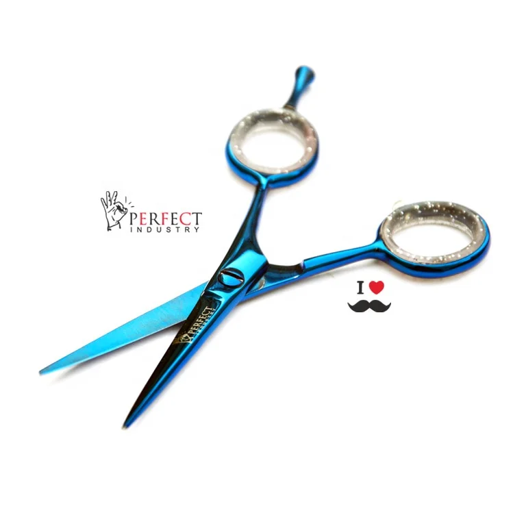 Titanium coated blue hair scissors / Professional Barber Scissors Hair Scissors for Men and Women / beard & mustache scissors