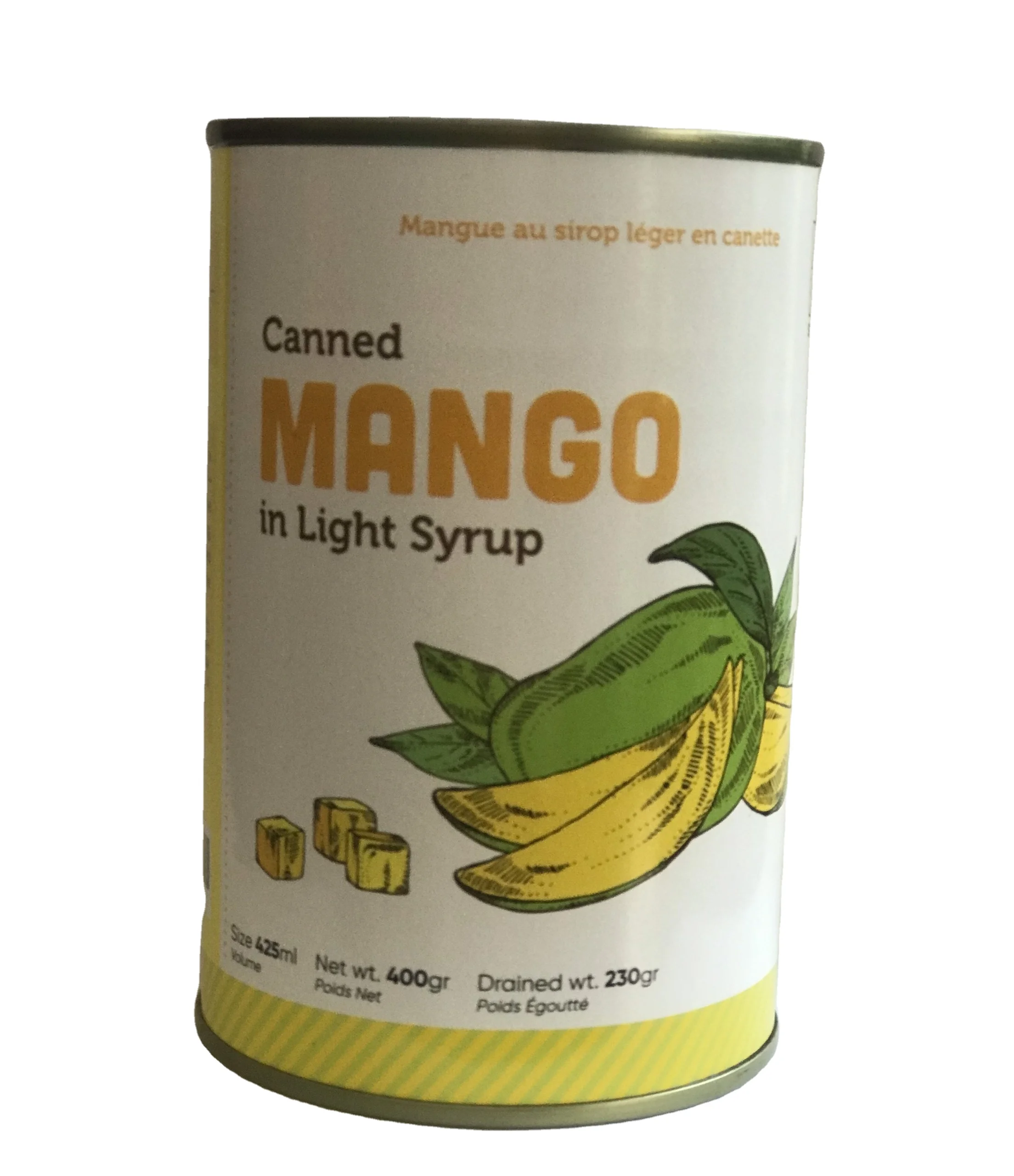VIETNAM CANNED KAEW MANGO SLICES PULP IN LIGHT SYRUP A10 TINS, CHOICE QUALITY, YELLOW COLOR, OEM PACKING FROM OWN MANUFACTURER