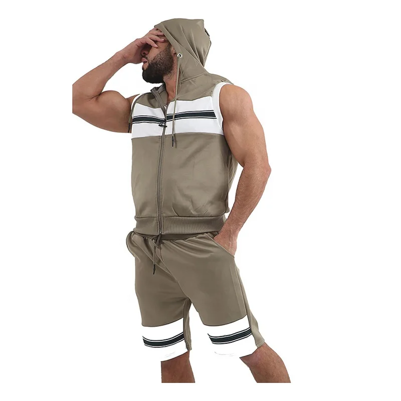 
Men Two Piece Summer Fashion Sleeveless Hooded Jacket Shirts & Shorts Sets Tie Dye Short Sets for Men by Lavish Apparel Adults 