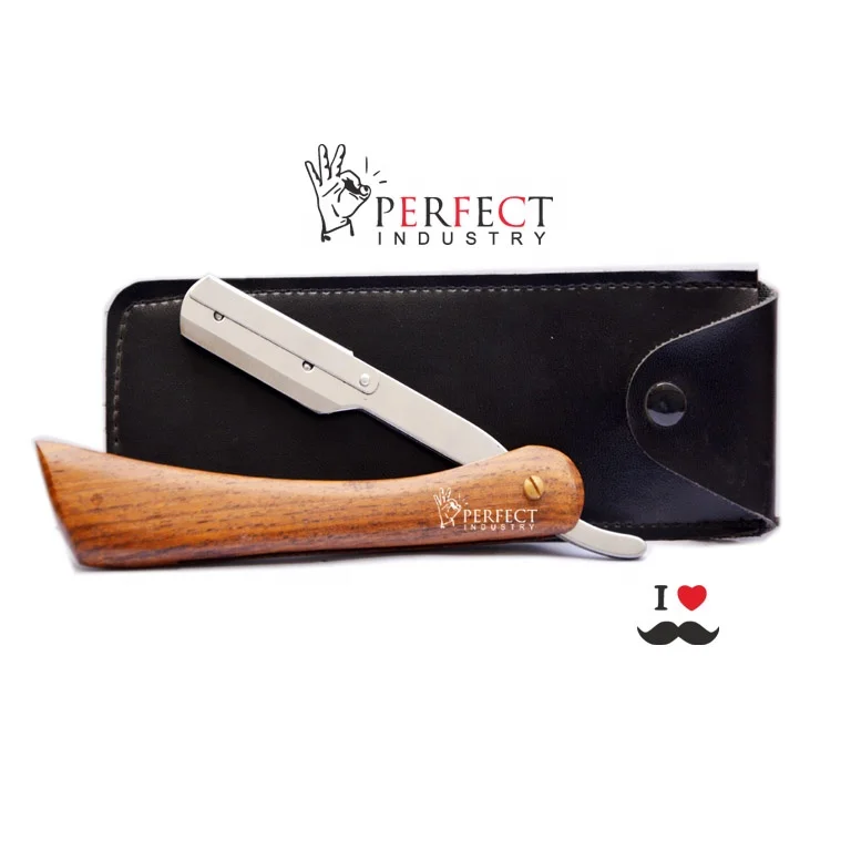 Barber Supplies wood handle shaver / Straight Razors style rosewood handle Barber Shaving Razor with private logo & travel case