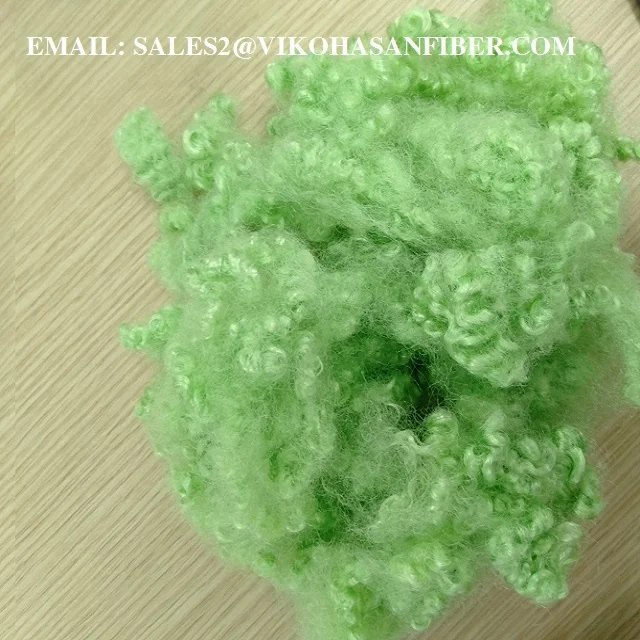 15D HCS Green Polyester Staple Fiber A Grade Vikohasan Manufacturer and synthetic fiber and GRS recycled polyester fibre