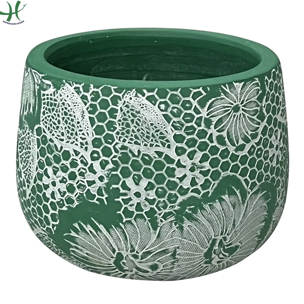 Vietnam classic flower planter pots, indoor ceramic garden plant pot, set of 3 (HG 19- 367/3)