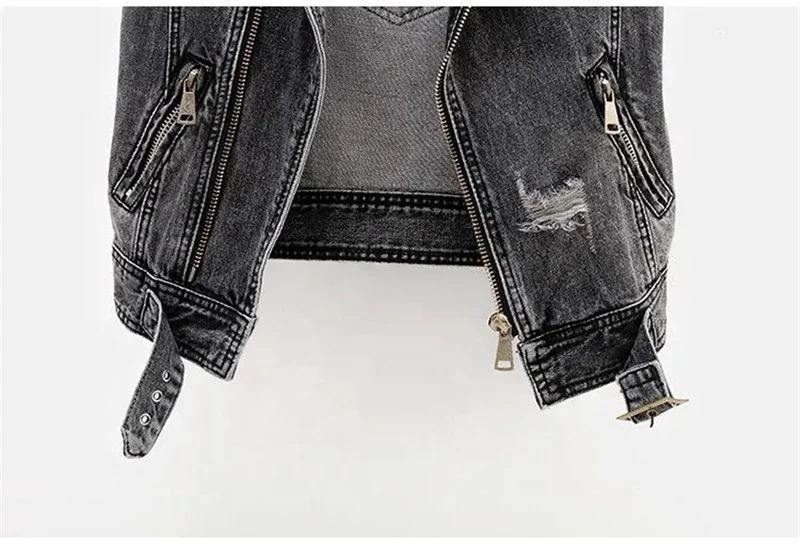 Fashion Denim Vest Female Spring Autumn Sleeveless Wild Tops Short Jacket Jean Waistcoat Women Plus Size 5XL Smoky Gray Standard